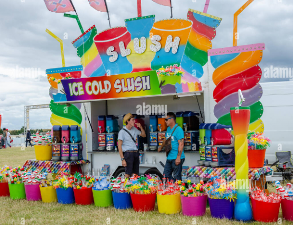 Stand jualan minuman dengan konsep tropis